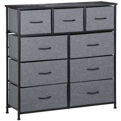 Gray Fabric Drawer Dresser Tower