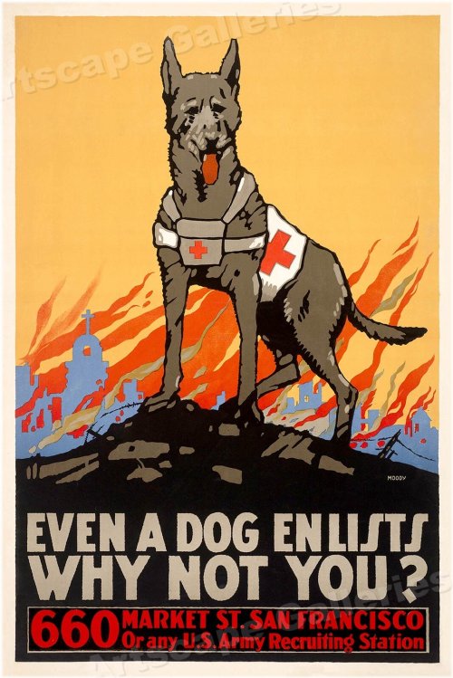 Canine Call to Arms 1915 Vintage Style Poster - 24x36