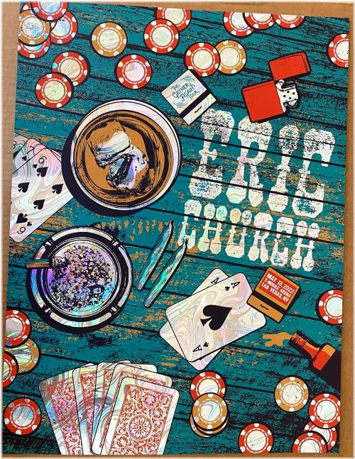 Rainbow Foil Eric Church Las Vegas 2022 Screen Print Poster
