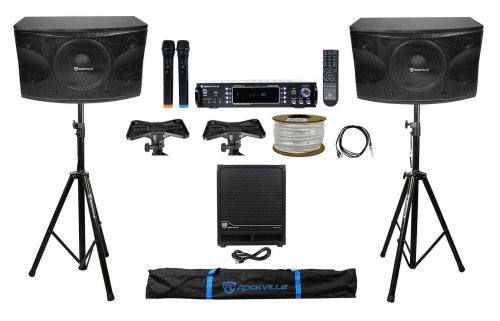 SoundPro DJ Bundle - Featuring 12" Speakers, Subwoofer, Bluetooth Amp, Stands, Cables and Bag