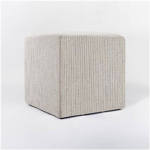 CozySquare Upholstered Cube Tan Stripe - Threshold designed with