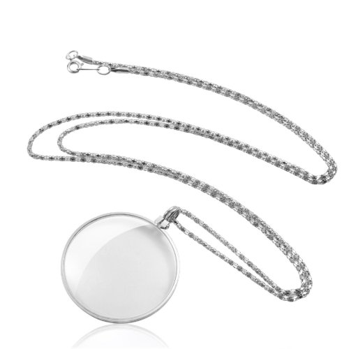 Silver Monocle Magnifier Necklace with Long Chain