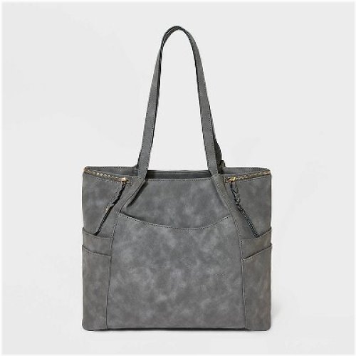 Charcoal Gray Multi-Pocket Tote by VR NYC