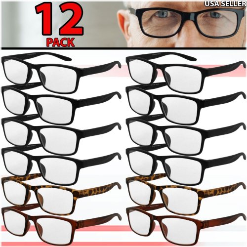 ClearView Eyewear Set - 12 Pack of Prescription Glasses for Men and Women