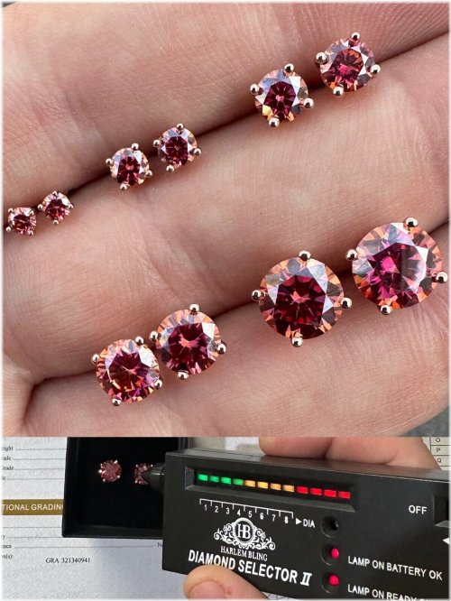 Pink Moissanite Stud Earrings