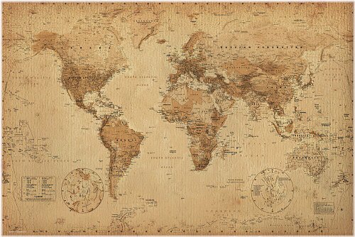 Vintage Cartography Print - Sepia World Map