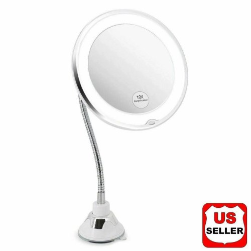 MagniLight Vanity Mirror with Flexible Arm and 10X Magnification