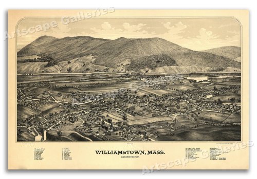 Williamstown Massachusetts Vintage Style City Map
