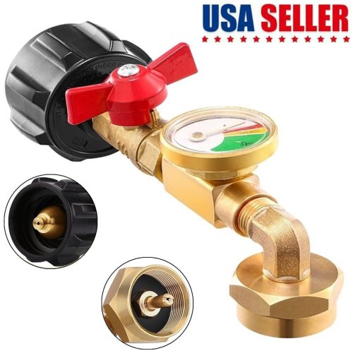 Propane Tank Refill Adapter with Gauge and Valve