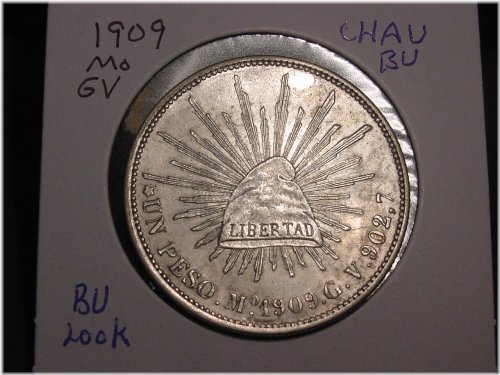 Mexican Libertad Silver Peso - 1909 Mo GV