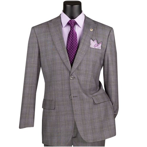 Gray Glen Plaid Peak Lapel Suit