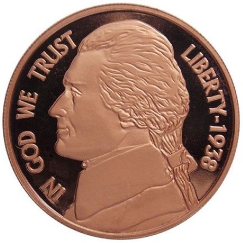 Copper Jefferson Nickel Round