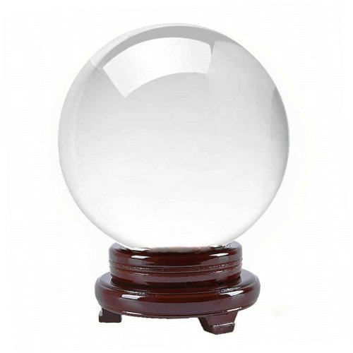 Harmony Sphere: Clear Quartz Crystal with Wood Stand