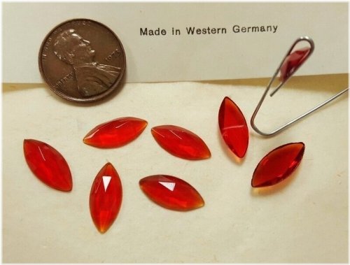 Ruby Navette Glass Cabochons