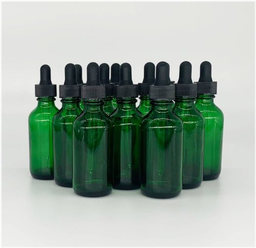 Green Glass Dropper Bottles (12-Pack)