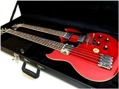 Dual Tone Double Neck Guitar/Bass with Hardshell Case