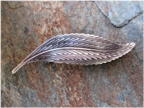 Antiqued Feather French Clip Hair Barrette Clip