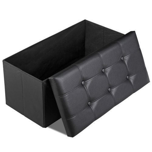 Foldable Padded Storage Bench - Black