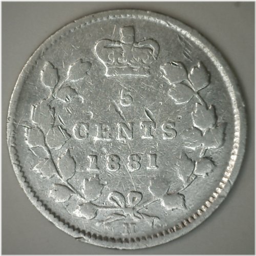 1881 H Canada Silver 5 Cents