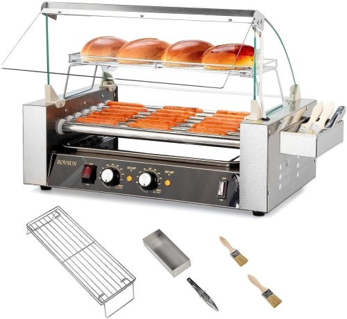 Roller Grill Sausage Cooker with Bun Warmer