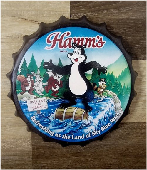 Dancing Bear Barrel Metal Sign