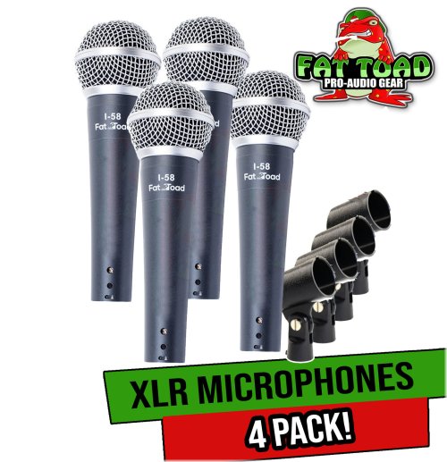 VocalPro Wired Microphone Set with Clips (4 Pack) by FAT TOAD