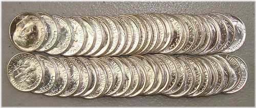 Vintage Gem Uncirculated Roll of 1955 Silver Roosevelt Dimes