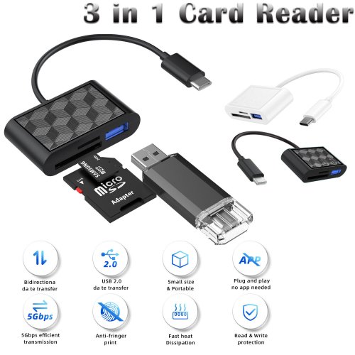 Tri-Port Memory Adapter for USB Type C Devices