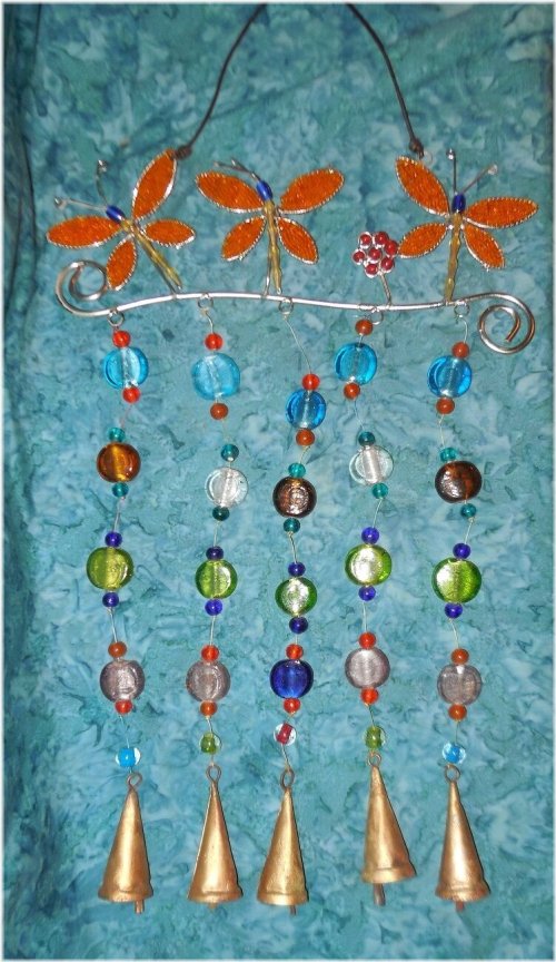 Copper Bells and Glass Dragonfly Wind Chime