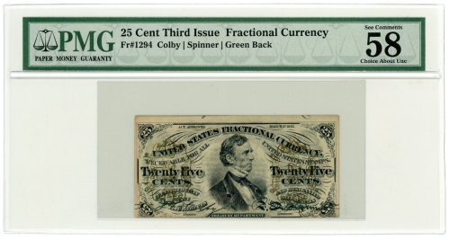 Liberty Head 25 Cent Fractional Currency Note