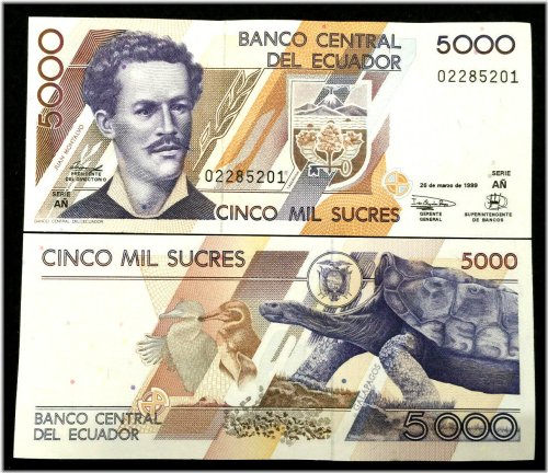 Ecuador 5000 Sucres 1999 Banknote - UNC Currency