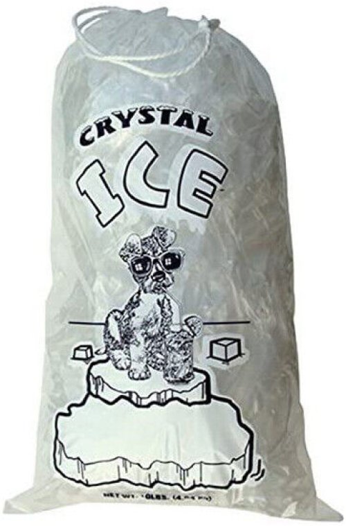 Crystal Clear Drawstring Ice Bags - 20 lb Capacity