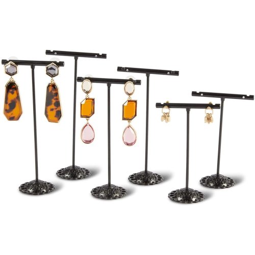 Metal T-Stand Jewelry Display Organizer for Earrings, Necklaces, and Bracelets