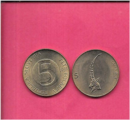 Vintage Slovenian 5 Tolarjev Animal Coin