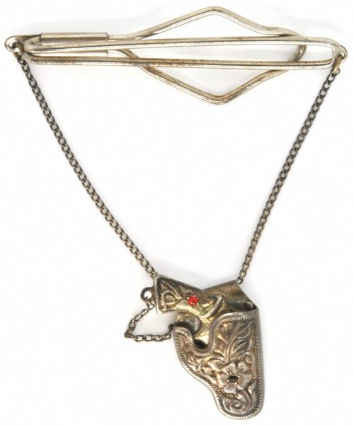 Silver Cowboy Revolver Tie Pin