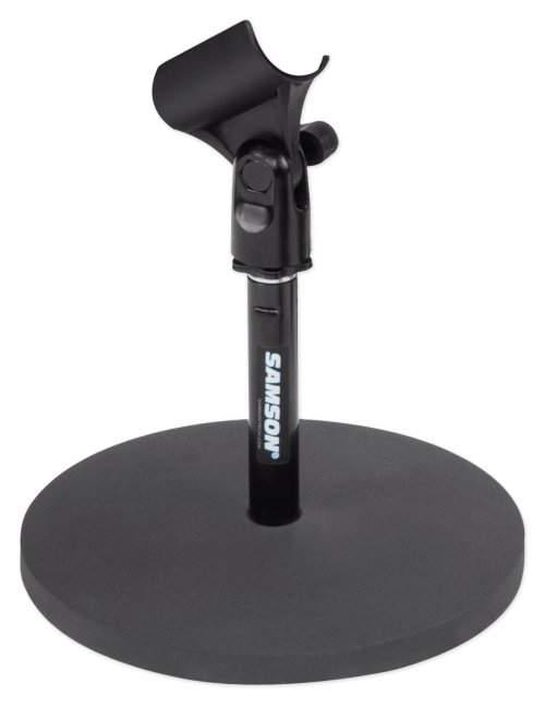 Studio-Grade Desktop Microphone Stand with Weighted Base and Clip by Samson