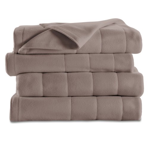 Mushroom Beige Quilted Fleece Heated Blanket by Sunbeam