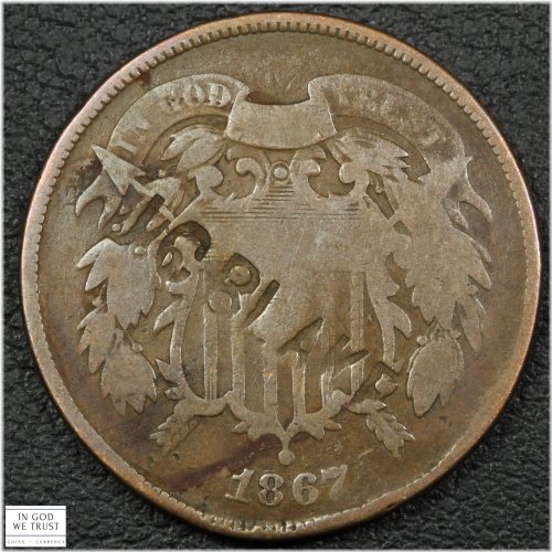 Copper Counterstamped Two Cent Piece