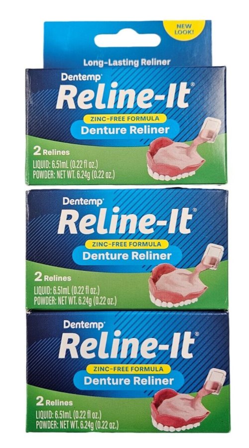 Teal Denture Reliner Kit - 2 Repairs per Box (Pack of 3 Boxes)