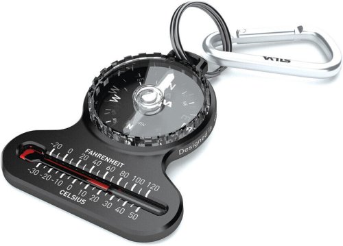 Black Keychain Pocket Compass with Thermometer by Silva