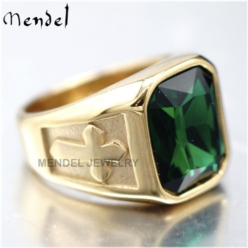 Greenstone Cross Ring for Men
