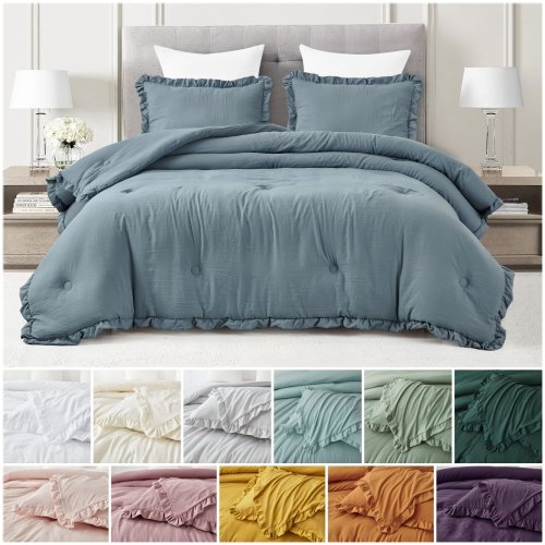 Ruffled Edge Microfiber Comforter Set