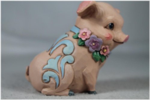 Retro Aquatic Figurine - Pig with Floral Accents by Jim Shore