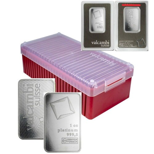 Valcambi Suisse Platinum Bars - Assay Certified (Box of 25)