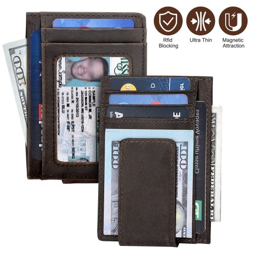 Magnetic Leather Slim Wallet