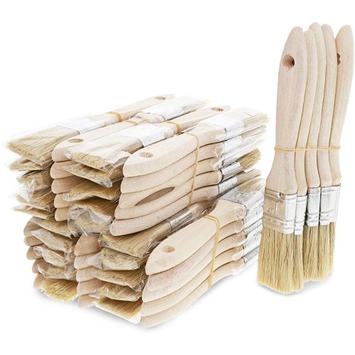 Wooden Handle Paint Brush Set - 50 Pack, 1 Inch Size