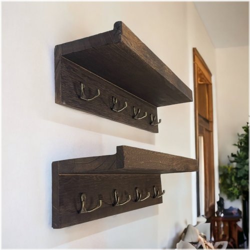 Wooden Key Hook Wall Shelf