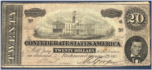 Civil War Era $20 Confederate Banknote