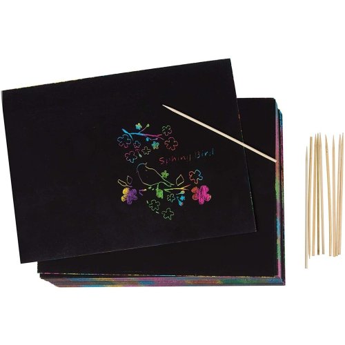 Rainbow Scratch Art Set with Stylus Pens and Doodle Pad