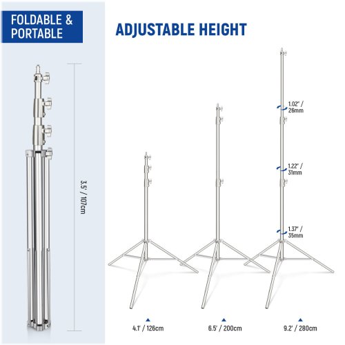 Spring Cushioned Stainless Steel Tripod Stand for Lighting Equipment